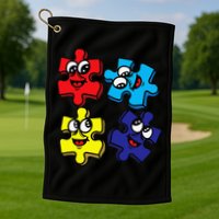Autism Awareness With Smiling Puzzles Golf Towel