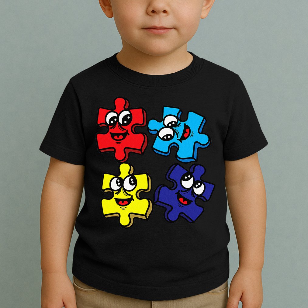 Autism Awareness With Smiling Puzzles Toddler T-Shirt