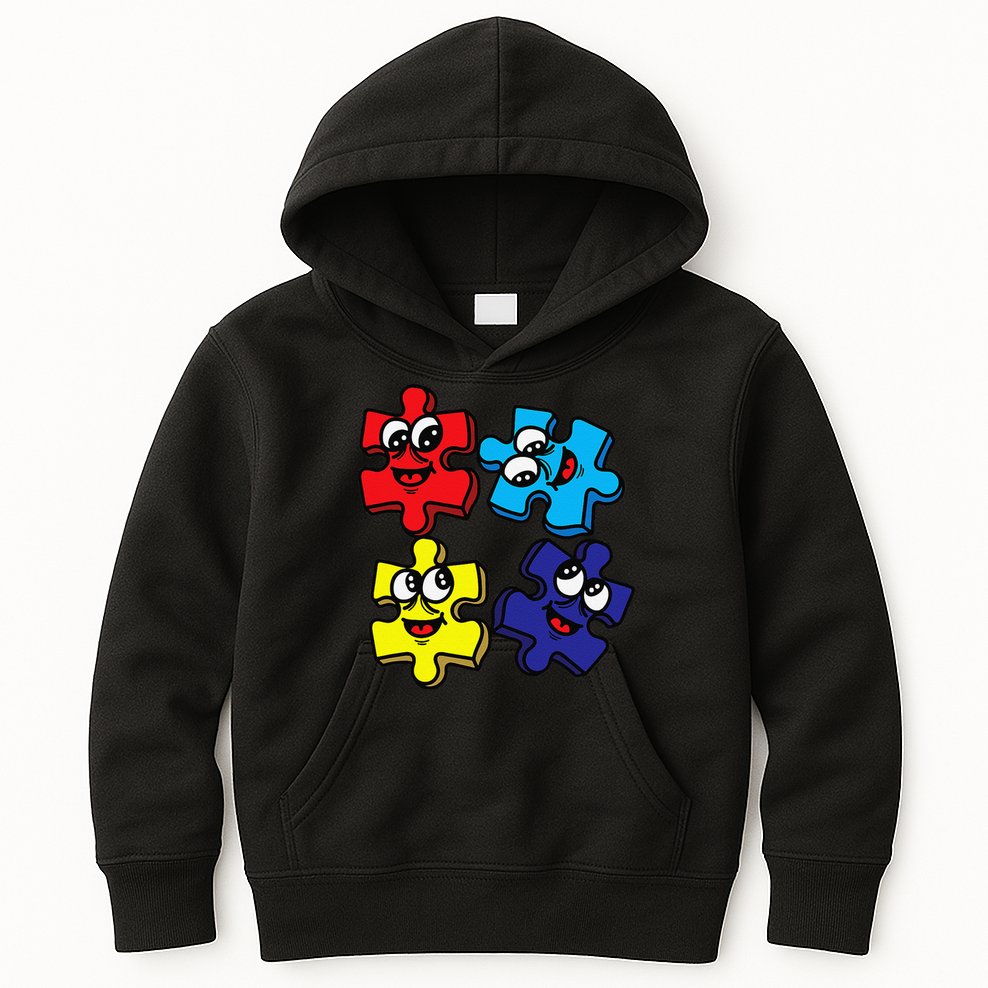 Autism Awareness With Smiling Puzzles Kids Hoodie