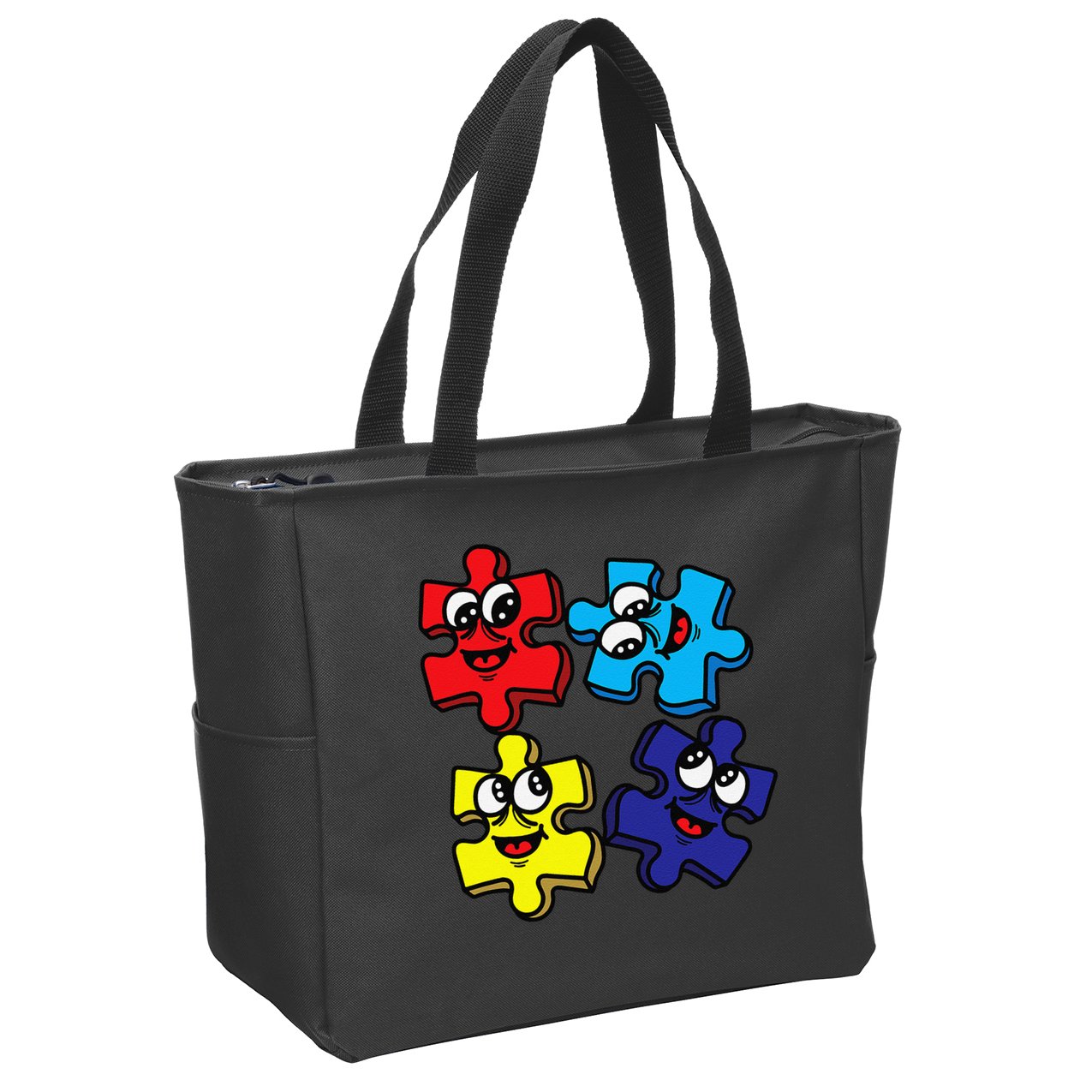 Autism Awareness With Smiling Puzzles Zip Tote Bag