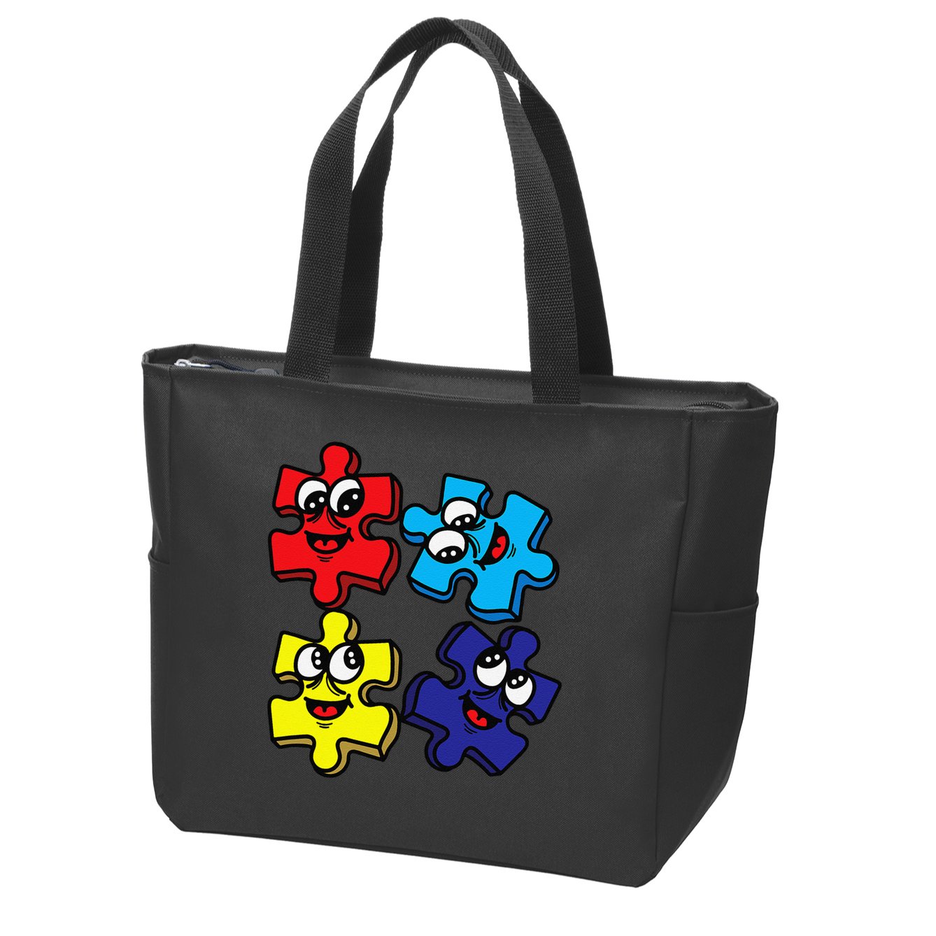 Autism Awareness With Smiling Puzzles Zip Tote Bag