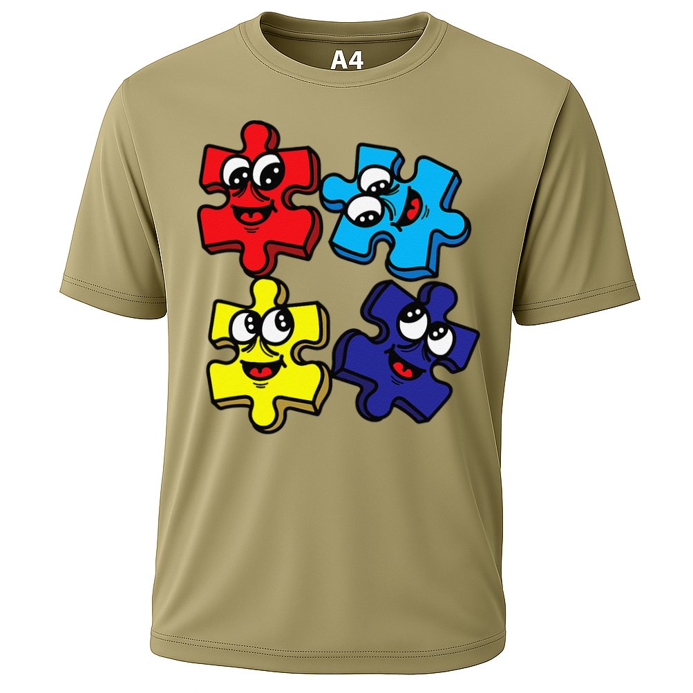 Autism Awareness With Smiling Puzzles Performance Shirt