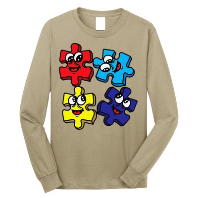 Autism Awareness With Smiling Puzzles Long Sleeve Shirt