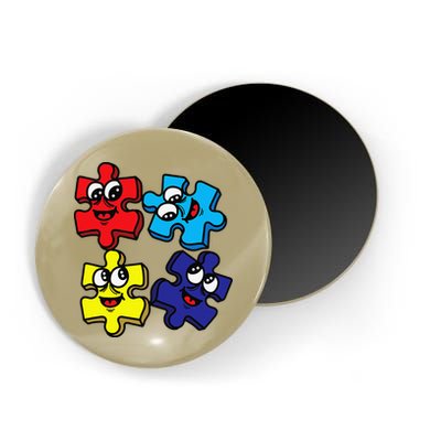Autism Awareness With Smiling Puzzles Magnet