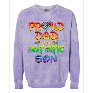 Autism Awareness Wear Proud Dad Of Son Gift Colorblast Crewneck Sweatshirt