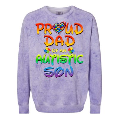 Autism Awareness Wear Proud Dad Of Son Gift Colorblast Crewneck Sweatshirt