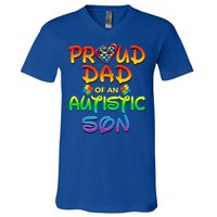 Autism Awareness Wear Proud Dad Of Son Gift V-Neck T-Shirt