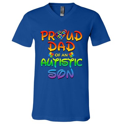 Autism Awareness Wear Proud Dad Of Son Gift V-Neck T-Shirt