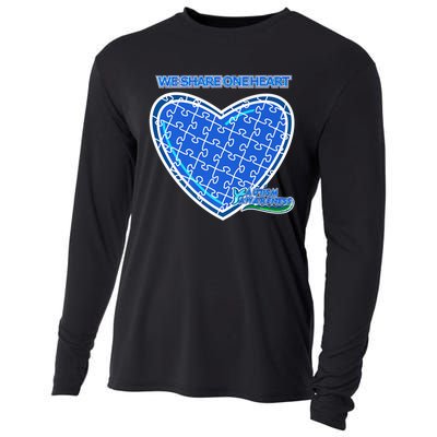 Autism Awareness We Share One Heart Cooling Performance Long Sleeve Crew