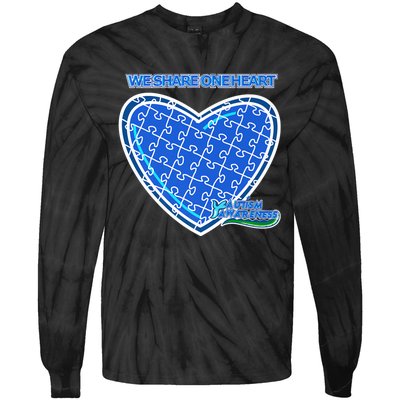 Autism Awareness We Share One Heart Tie-Dye Long Sleeve Shirt