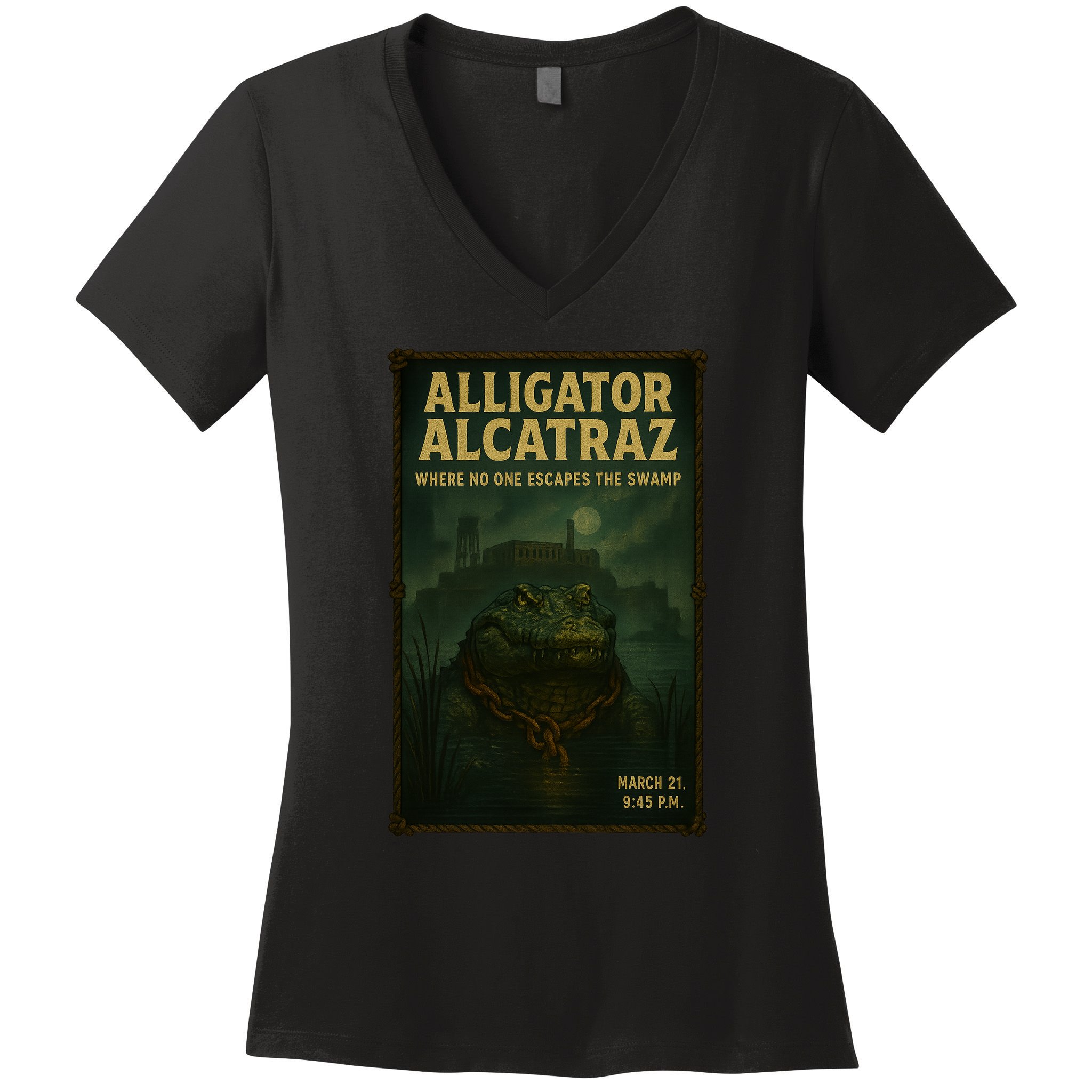 Alligator Alcatraz Where No One Escapes The Swamp Women's V-Neck T-Shirt
