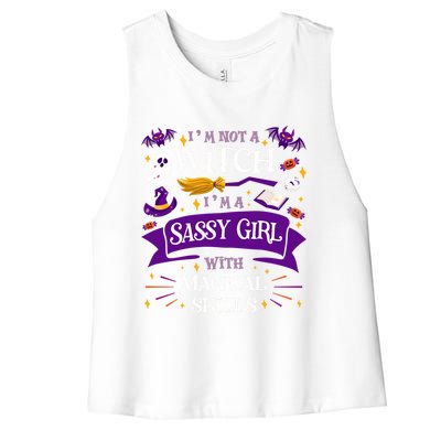 AinT A Witch Sassy With Magical Skills Halloween Teen Gift Women's Racerback Cropped Tank