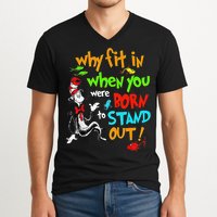Autism Autist Why Fit In When You Were Born To Stand Out V-Neck T-Shirt