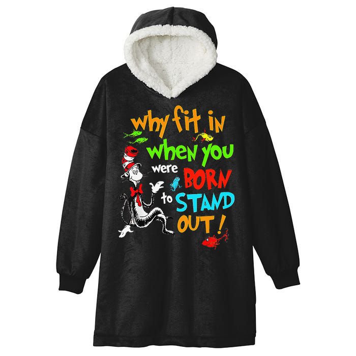 Autism Autist Why Fit In When You Were Born To Stand Out Hooded Wearable Blanket