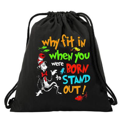 Autism Autist Why Fit In When You Were Born To Stand Out Drawstring Bag