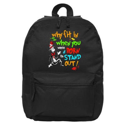 Autism Autist Why Fit In When You Were Born To Stand Out 16 in Basic Backpack