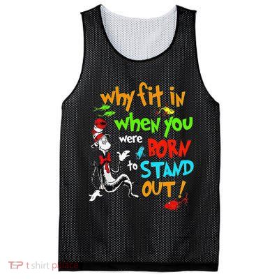 Autism Autist Why Fit In When You Were Born To Stand Out Mesh Reversible Basketball Jersey Tank