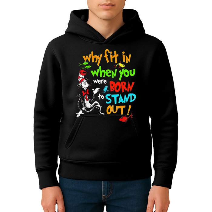 Autism Autist Why Fit In When You Were Born To Stand Out Kids Hoodie