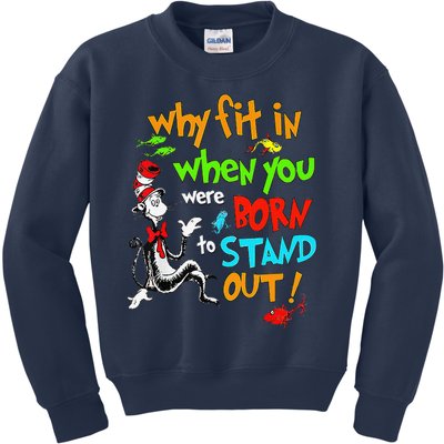 Autism Autist Why Fit In When You Were Born To Stand Out Kids Sweatshirt