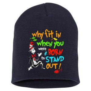 Autism Autist Why Fit In When You Were Born To Stand Out Short Acrylic Beanie