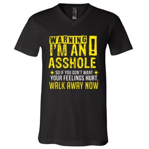 Asshole Assholes Warning Vulgar Profanity Fun Gag Gift V-Neck T-Shirt