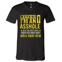 Asshole Assholes Warning Vulgar Profanity Fun Gag Gift V-Neck T-Shirt