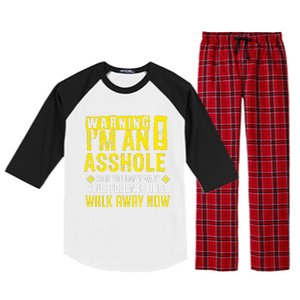 Asshole Assholes Warning Vulgar Profanity Fun Gag Gift Raglan Sleeve Pajama Set