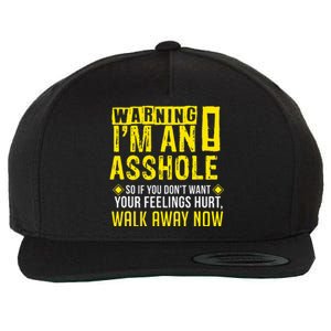 Asshole Assholes Warning Vulgar Profanity Fun Gag Gift Wool Snapback Cap