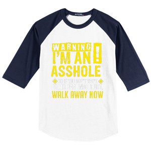 Asshole Assholes Warning Vulgar Profanity Fun Gag Gift Baseball Sleeve Shirt