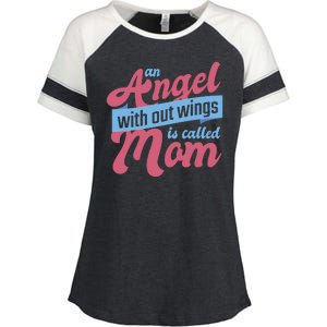 An Angel Without Wings Is Called Mom Enza Ladies Jersey Colorblock Tee