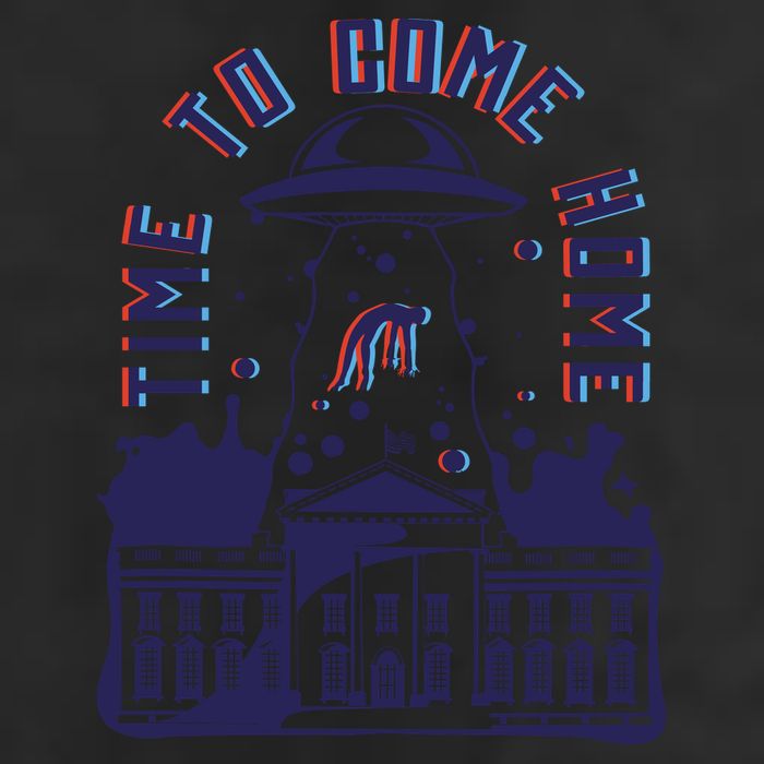 Alien Abduction White House 7 Panel Mesh Trucker Snapback Hat