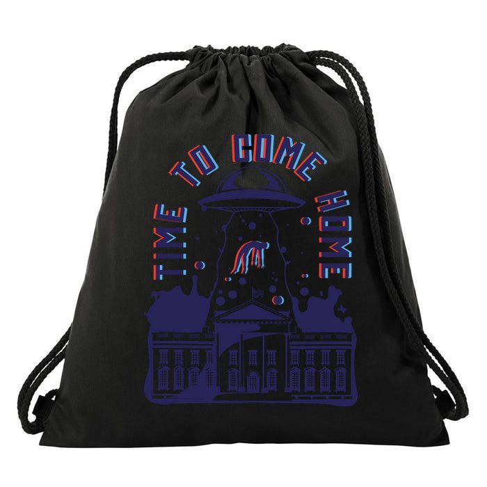 Alien Abduction White House Drawstring Bag