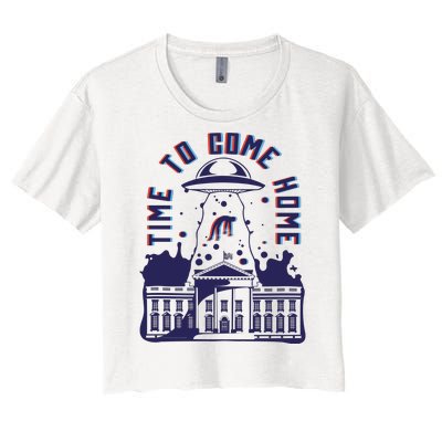 Alien Abduction White House Women's Crop Top Tee