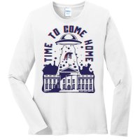 Alien Abduction White House Ladies Long Sleeve Shirt