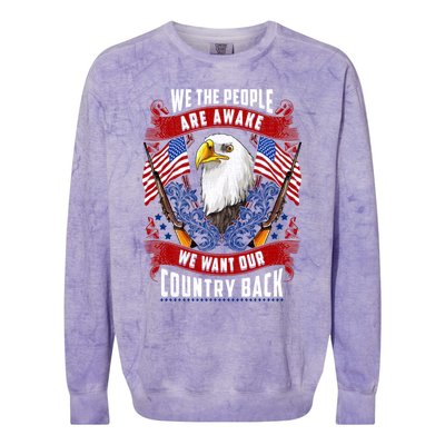 Awake Americans Want Our Country Back Fight For Freedom Usa Meaningful Gift Colorblast Crewneck Sweatshirt