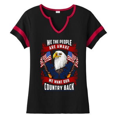 Awake Americans Want Our Country Back Fight For Freedom Usa Meaningful Gift Ladies Halftime Notch Neck Tee