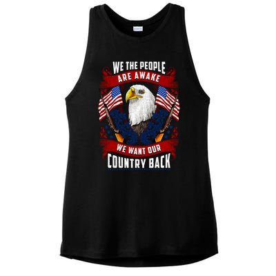 Awake Americans Want Our Country Back Fight For Freedom Usa Meaningful Gift Ladies PosiCharge Tri-Blend Wicking Tank