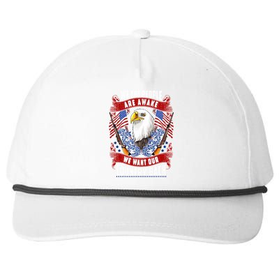 Awake Americans Want Our Country Back Fight For Freedom Usa Meaningful Gift Snapback Five-Panel Rope Hat