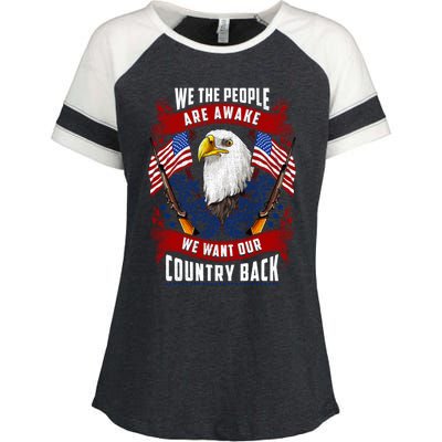 Awake Americans Want Our Country Back Fight For Freedom Usa Meaningful Gift Enza Ladies Jersey Colorblock Tee