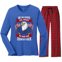 Awake Americans Want Our Country Back Fight For Freedom Usa Meaningful Gift Women's Long Sleeve Flannel Pajama Set 