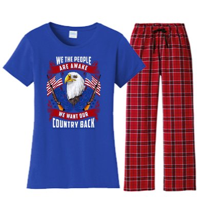 Awake Americans Want Our Country Back Fight For Freedom Usa Meaningful Gift Women's Flannel Pajama Set