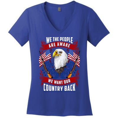 Awake Americans Want Our Country Back Fight For Freedom Usa Meaningful Gift Women's V-Neck T-Shirt