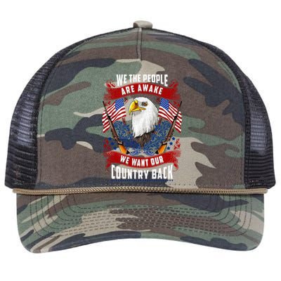 Awake Americans Want Our Country Back Fight For Freedom Usa Meaningful Gift Retro Rope Trucker Hat Cap