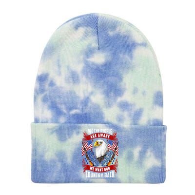 Awake Americans Want Our Country Back Fight For Freedom Usa Meaningful Gift Tie Dye 12in Knit Beanie