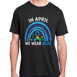 Autism Awareness Wo In April We Wear Blue Rainbow Puzzle Adult ChromaSoft Performance T-Shirt