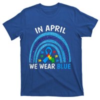 Autism Awareness Wo In April We Wear Blue Rainbow Puzzle T-Shirt