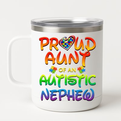 Autism Awareness Wear Proud Aunt Of Nephew Women 12 oz Stainless Steel Tumbler Cup