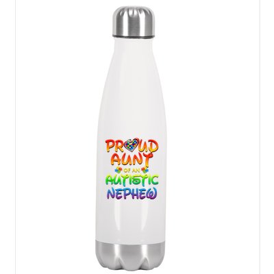 Autism Awareness Wear Proud Aunt Of Nephew Women Stainless Steel Insulated Water Bottle