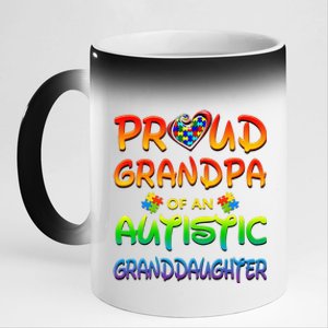 Autism Awareness Wear Proud Grandpa Of Granddaughter 11oz Black Color Changing Mug