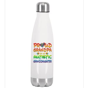 Autism Awareness Wear Proud Grandpa Of Granddaughter Stainless Steel Insulated Water Bottle